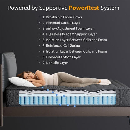 Matelas SweDrea Plush Hybrid en mousse à mémoire de forme 8/12 po. respirant et rafraîchissant, certifié CertiPUR-US, SGS et OEKO-TEX®.