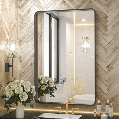 Miroir de salle de bain mural moderne TETOTE avec cadre en métal