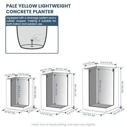 Jardinières rectangulaires hautes en béton / Grands bacs à fleurs d'intérieur et d'extérieur