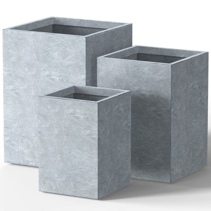 Jardinières rectangulaires hautes en béton / Grands bacs à fleurs d'intérieur et d'extérieur