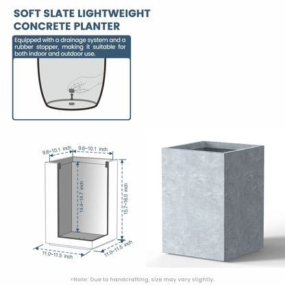 Jardinières rectangulaires hautes en béton / Grands bacs à fleurs d'intérieur et d'extérieur