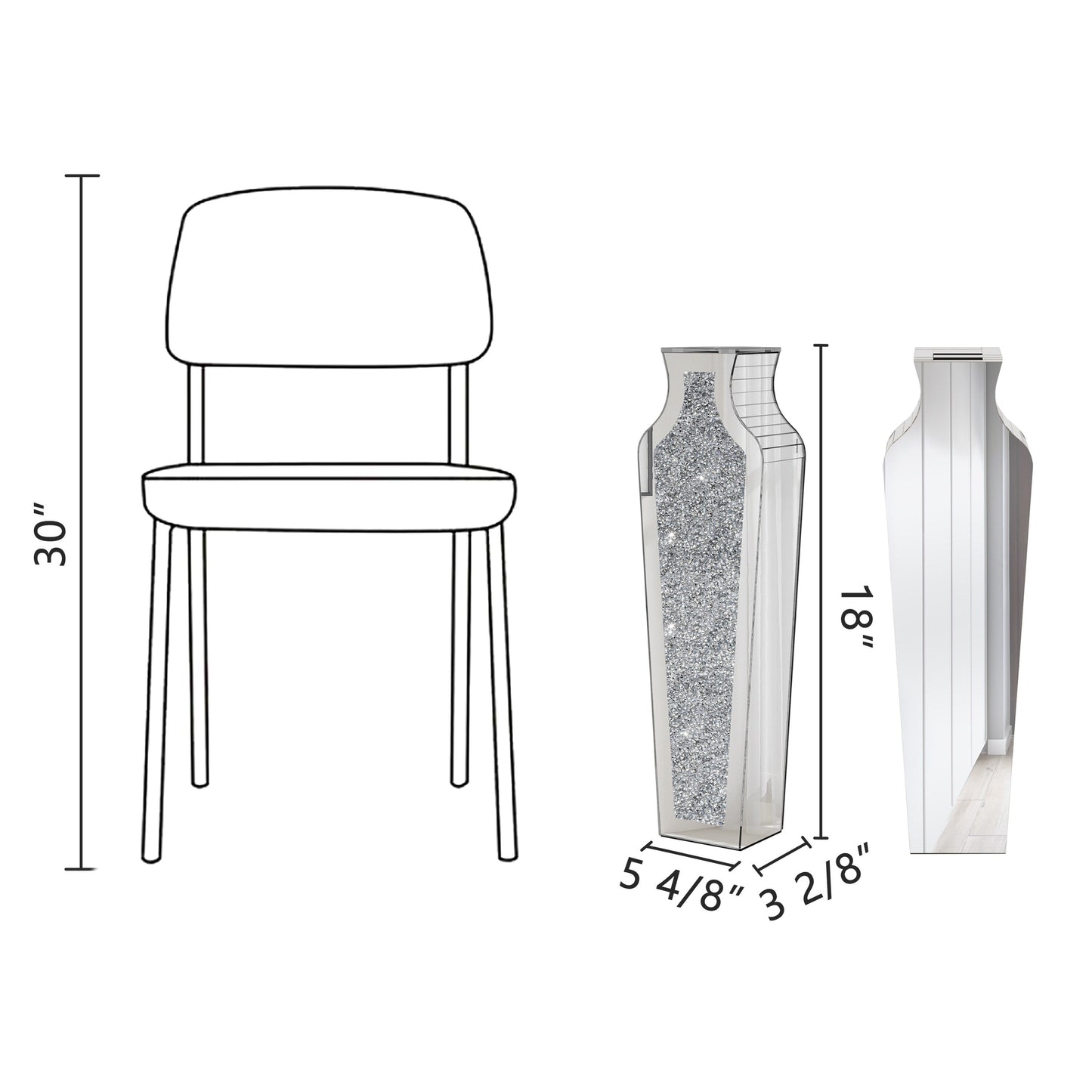 Grand vase de sol en diamants broyés