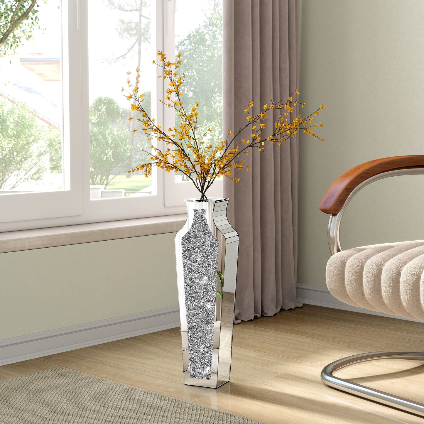 Grand vase de sol en diamants broyés