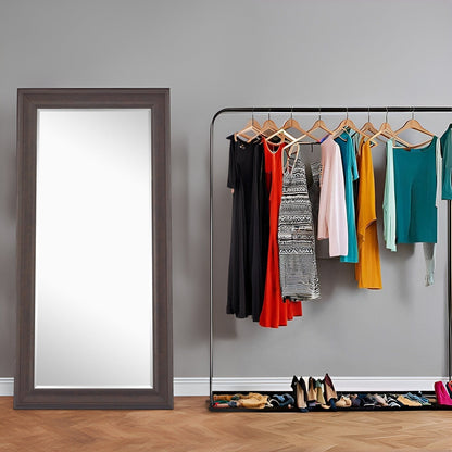 Miroir haut, miroir surdimensionné, cadre lisse en imitation bois, miroir rectangulaire mural