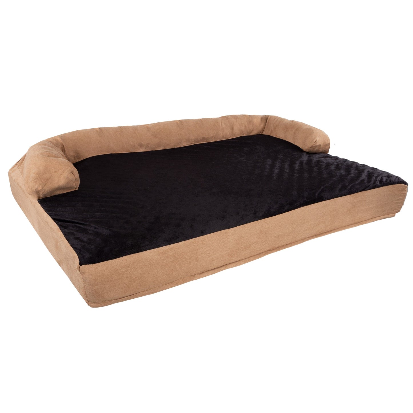 Coussin pour animaux de compagnie beige/noir - Canapé orthopédique 3 couches pour chien avec gel rafraîchissant, mousse à mémoire de forme et coussin cervical
