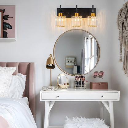 Appliques murales modernes à intensité variable pour salle de bain, avec abat-jour en cristal