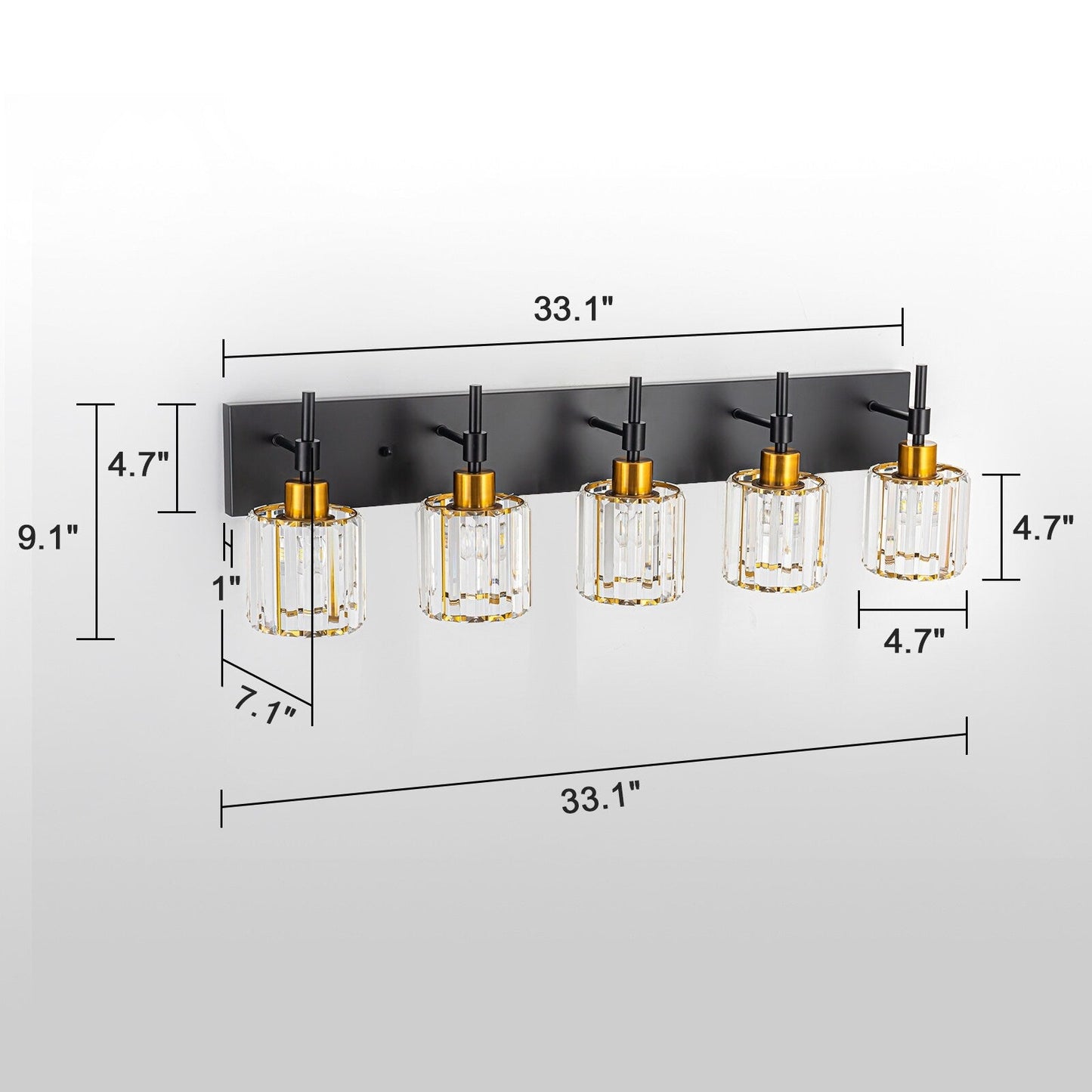 Appliques murales modernes à intensité variable pour salle de bain, avec abat-jour en cristal