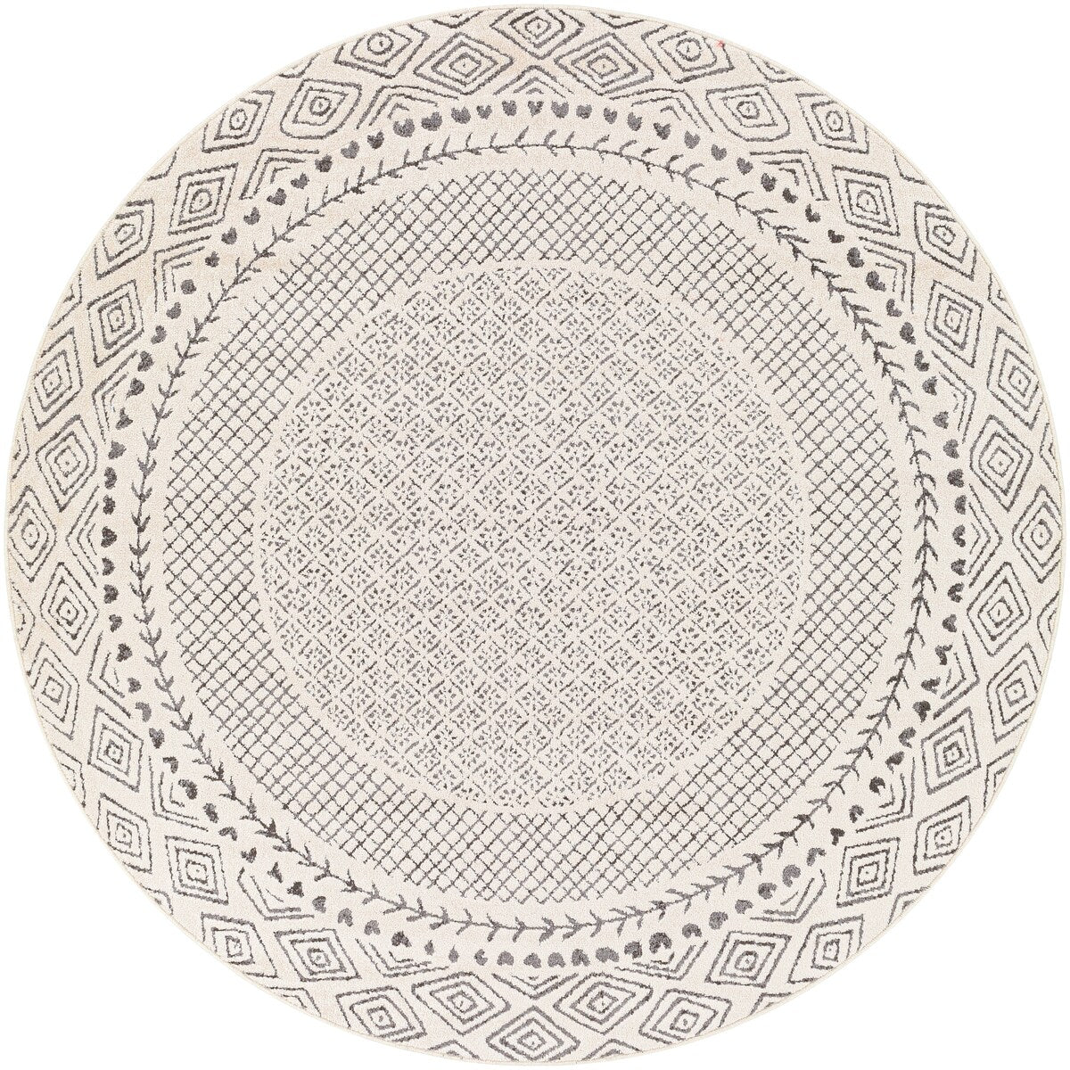 Tapis Livabliss Tiffany gris à bordure bohème