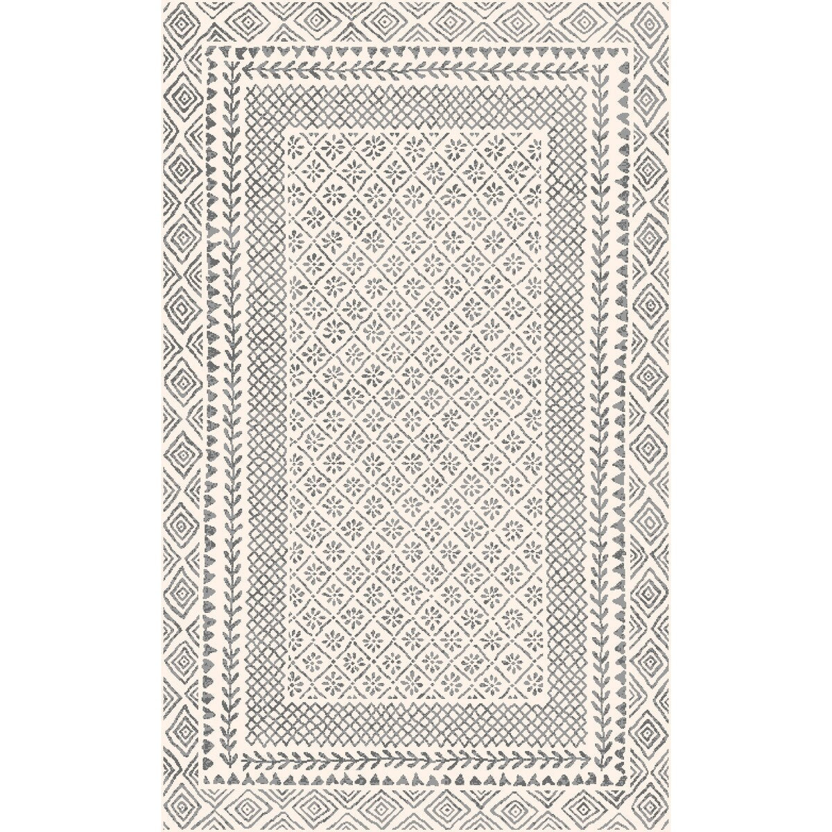 Tapis Livabliss Tiffany gris à bordure bohème