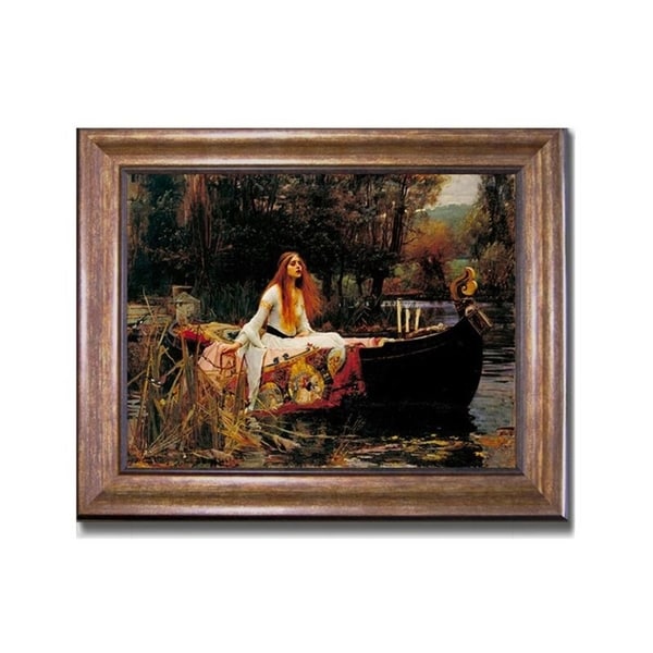La Dame de Shalott par John Waterhouse, toile encadrée bronze et or (dimensions encadrées : 22 po x 28 po)