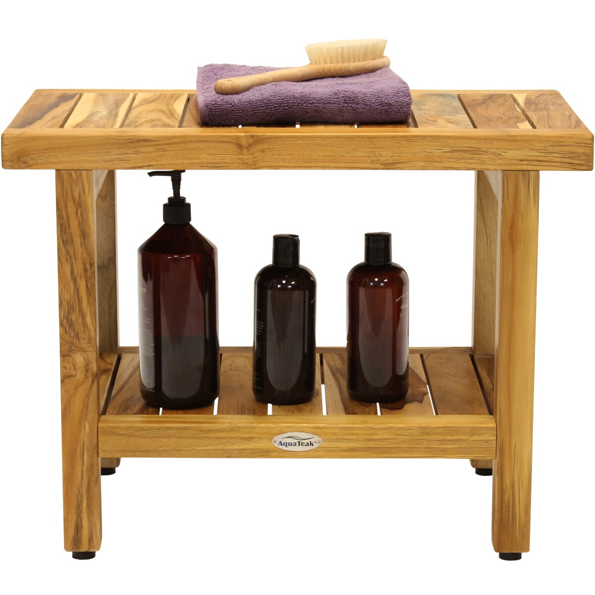Banc de douche original en teck pour spa
