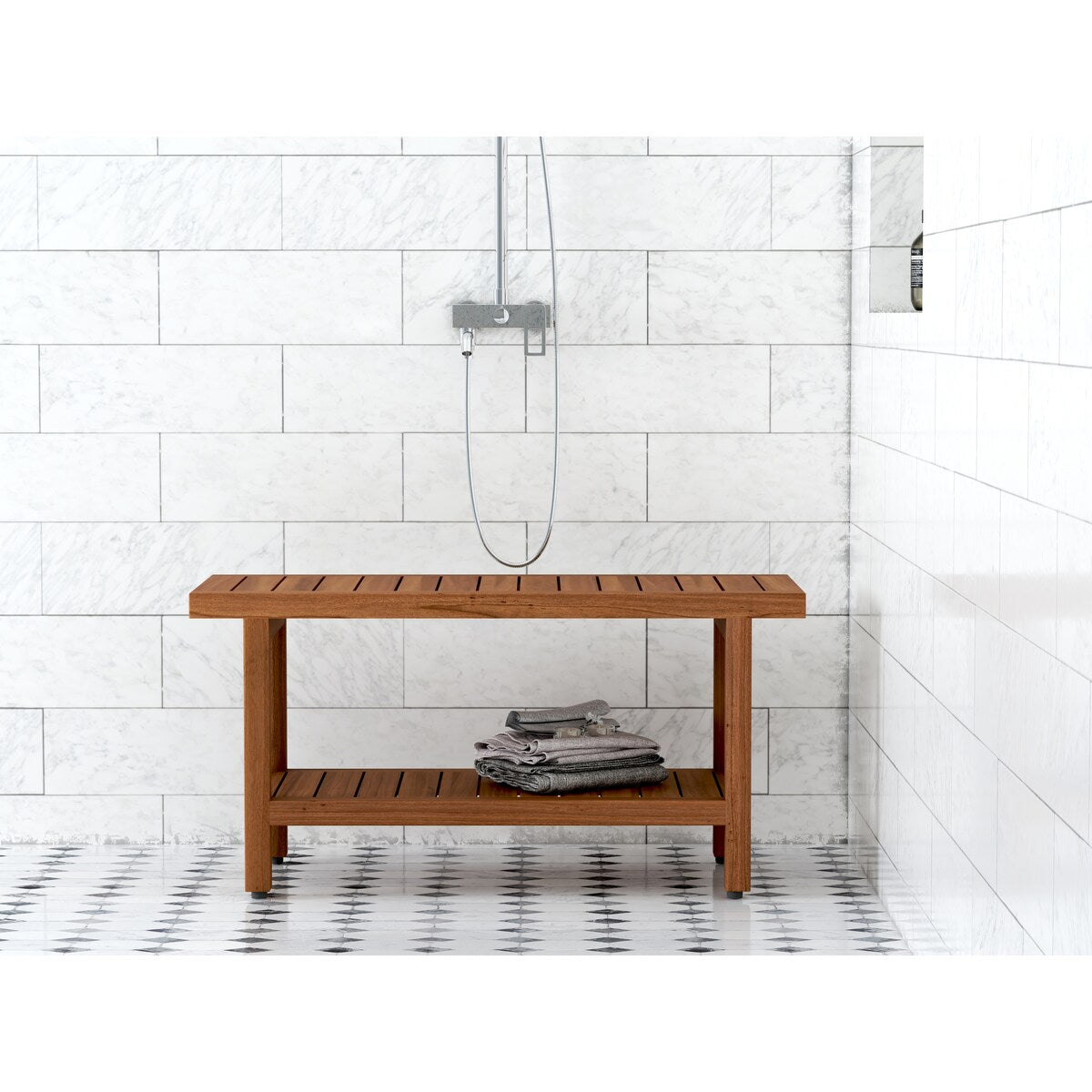 Banc de douche original en teck pour spa