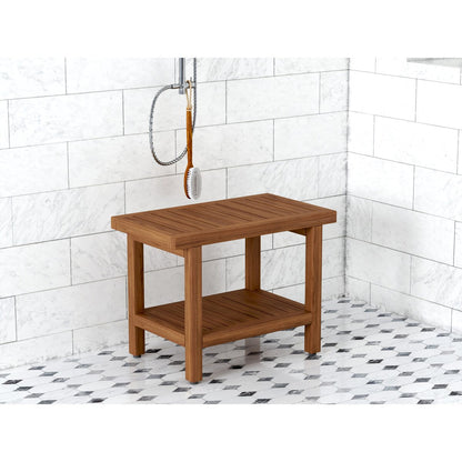 Banc de douche original en teck pour spa