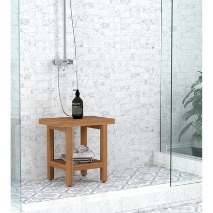Banc de douche original en teck pour spa