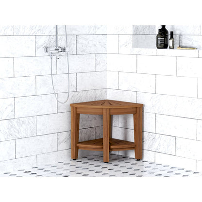 Banc de douche d'angle original Kai en teck