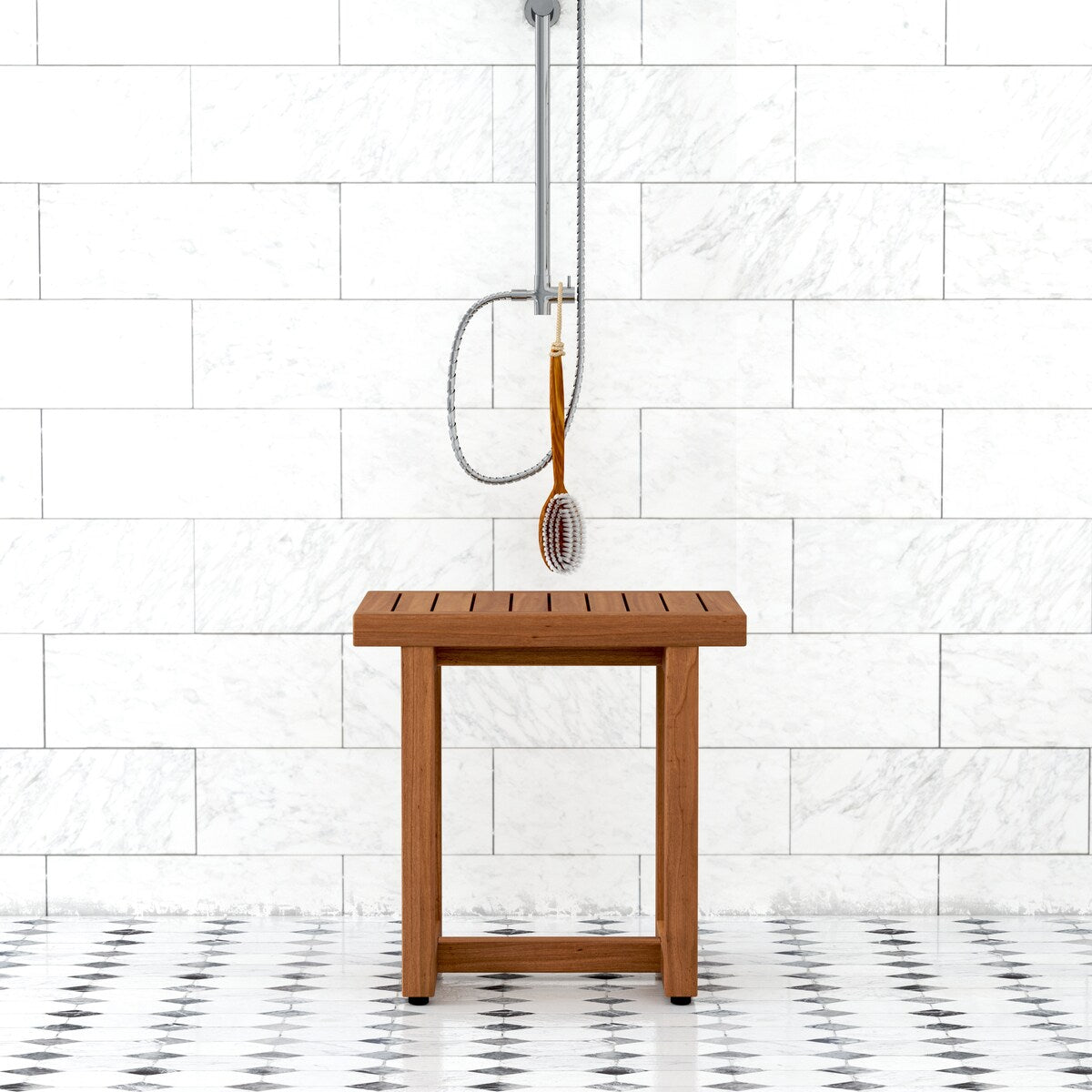 Banc de douche original en teck pour spa