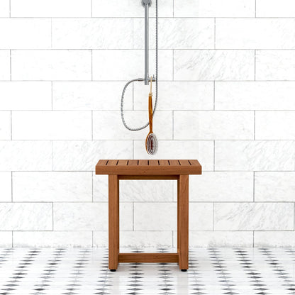 Banc de douche original en teck pour spa