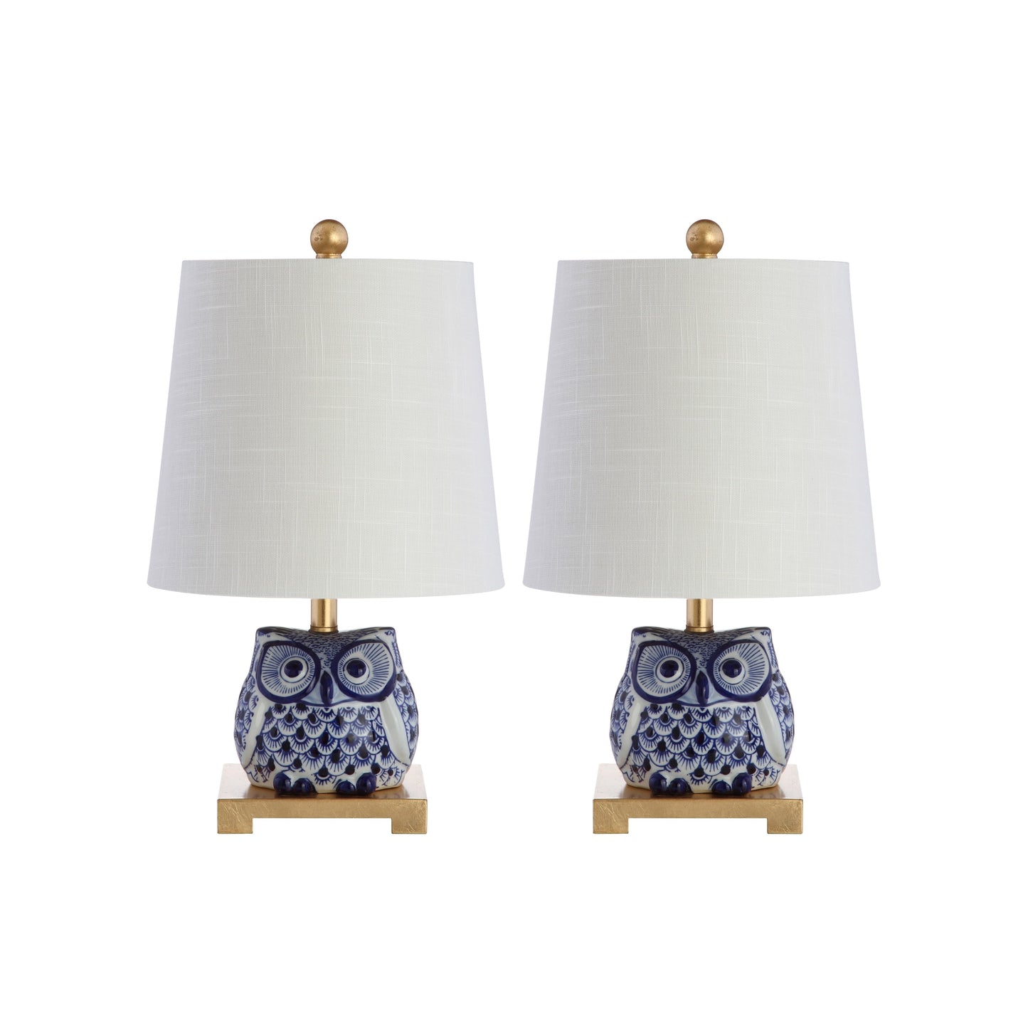 Lampe de table miniature Tiki 16 en céramique, bleu/blanc (lot de 2) par JONATHAN Y