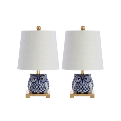 Lampe de table miniature Tiki 16 en céramique, bleu/blanc (lot de 2) par JONATHAN Y