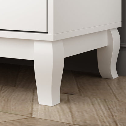 Commode double Timechee à 6 tiroirs, 120 cm de large, pieds en bois massif, finition laquée.