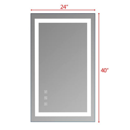 Miroir de salle de bain tactile LED tricolore à intensité variable