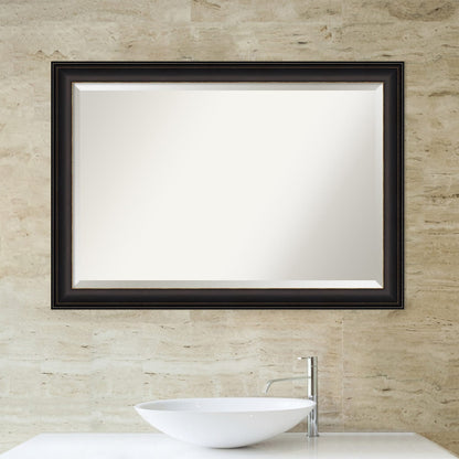 Miroir mural biseauté pour salle de bain - Cadre Trio en bronze huilé - Bronze huilé