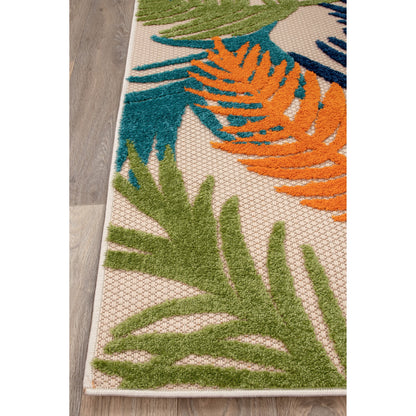 Tapis d'intérieur/extérieur moderne à motif floral tropical de World Rug Gallery