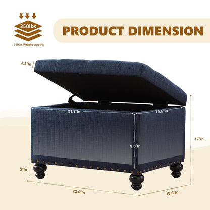 Banc ottoman de rangement capitonné, repose-pieds rectangulaire