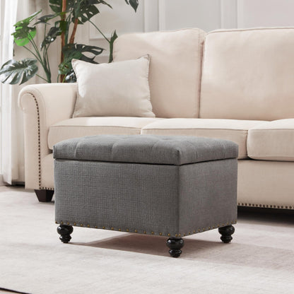 Banc ottoman de rangement capitonné, repose-pieds rectangulaire