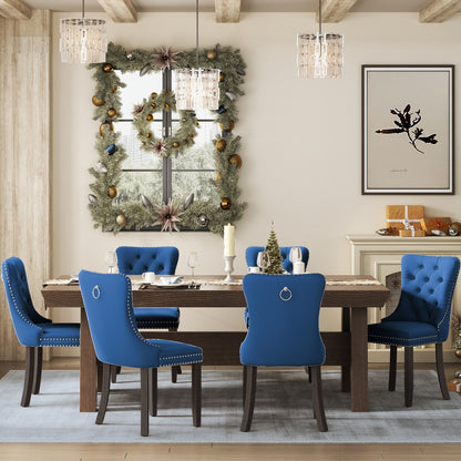 Ensemble de 6 chaises de salle à manger capitonnées en velours avec pieds en bois massif