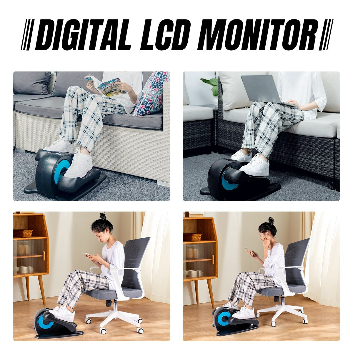 Appareil elliptique de bureau, vélo elliptique avec télécommande, pédalier assis pour seniors, adultes et adolescents