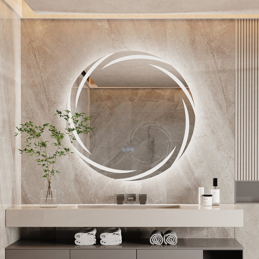 Miroir de salle de bain unique, grand format, rétroéclairé par LED, sans scintillement