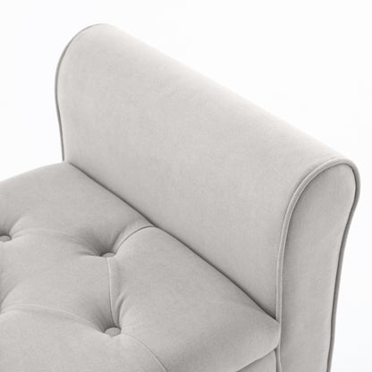 Banc de rangement rembourré avec accoudoirs, banc d'entrée avec couvercle capitonné rabattable, 128 cm (50,4 pouces).