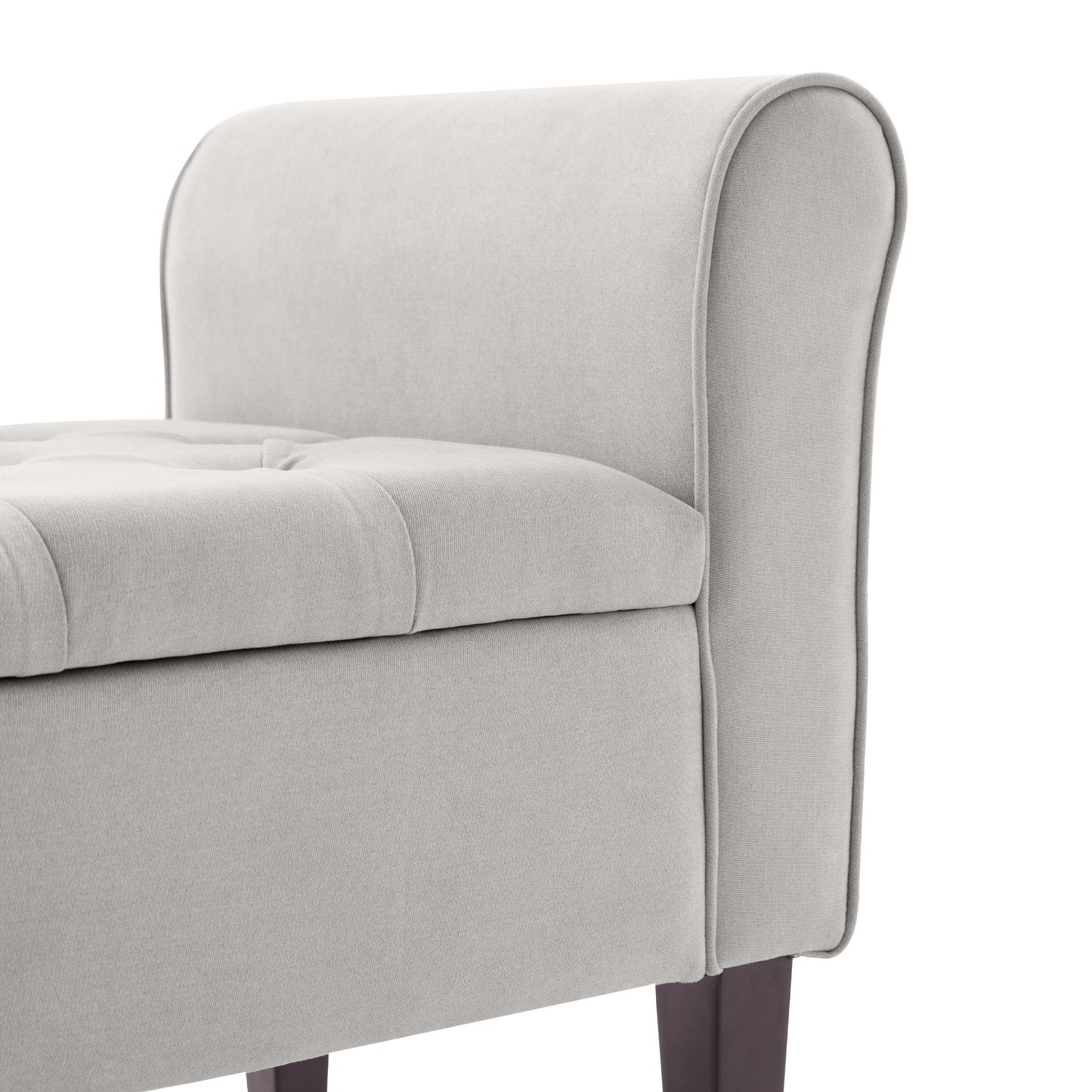 Banc de rangement rembourré avec accoudoirs, banc d'entrée avec couvercle capitonné rabattable, 128 cm (50,4 pouces).