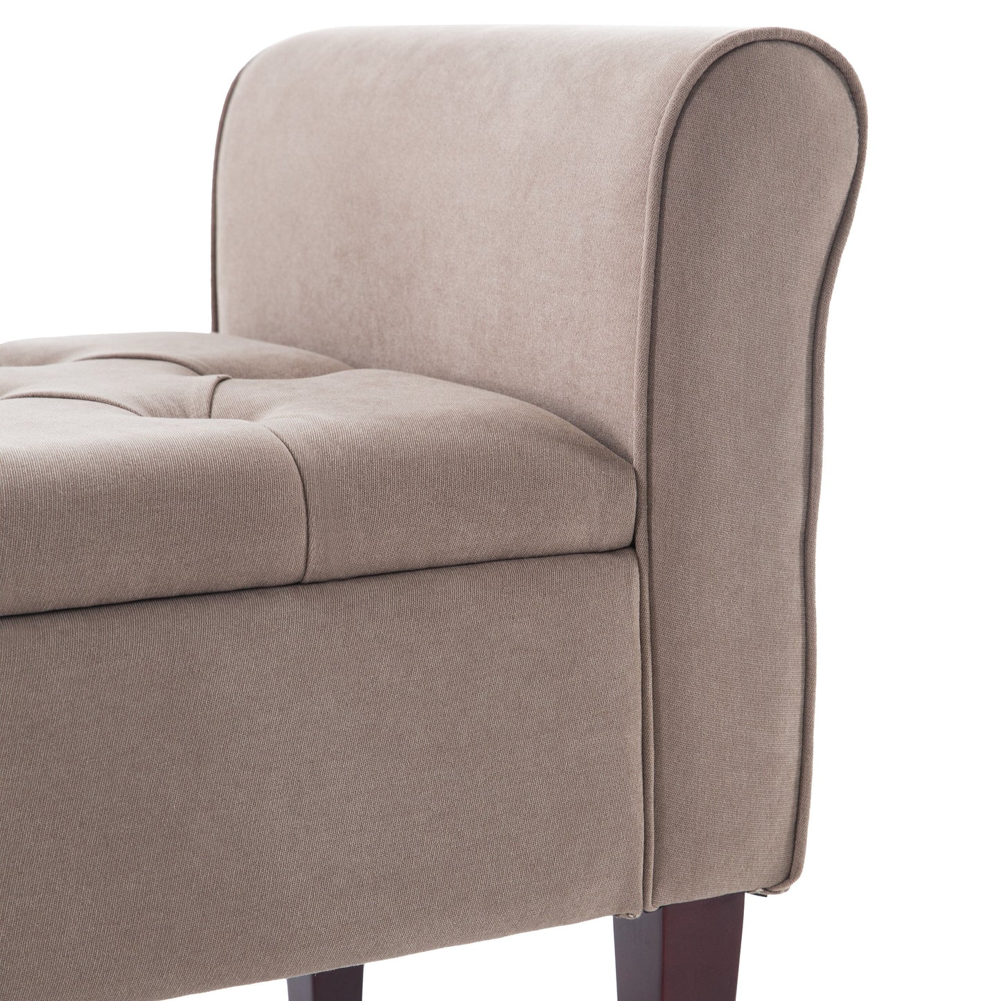 Banc de rangement rembourré avec accoudoirs, banc d'entrée avec couvercle capitonné rabattable, 128 cm (50,4 pouces).