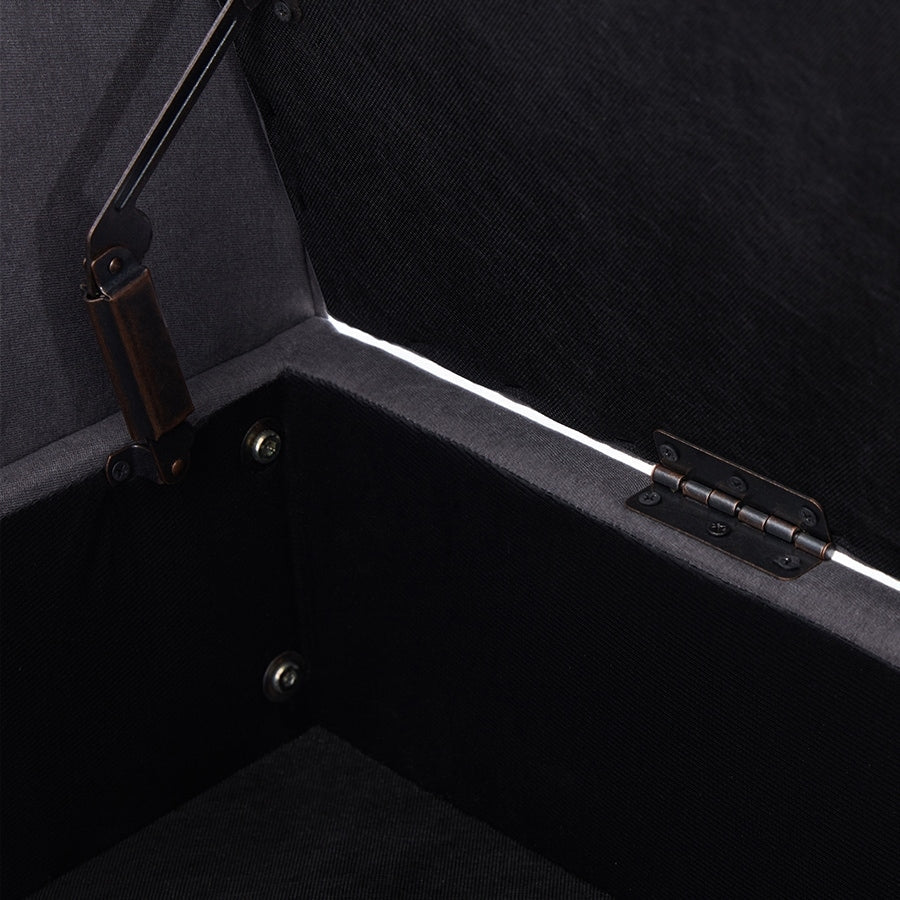 Banc de rangement rembourré avec accoudoirs, banc d'entrée avec couvercle capitonné rabattable, 128 cm (50,4 pouces).