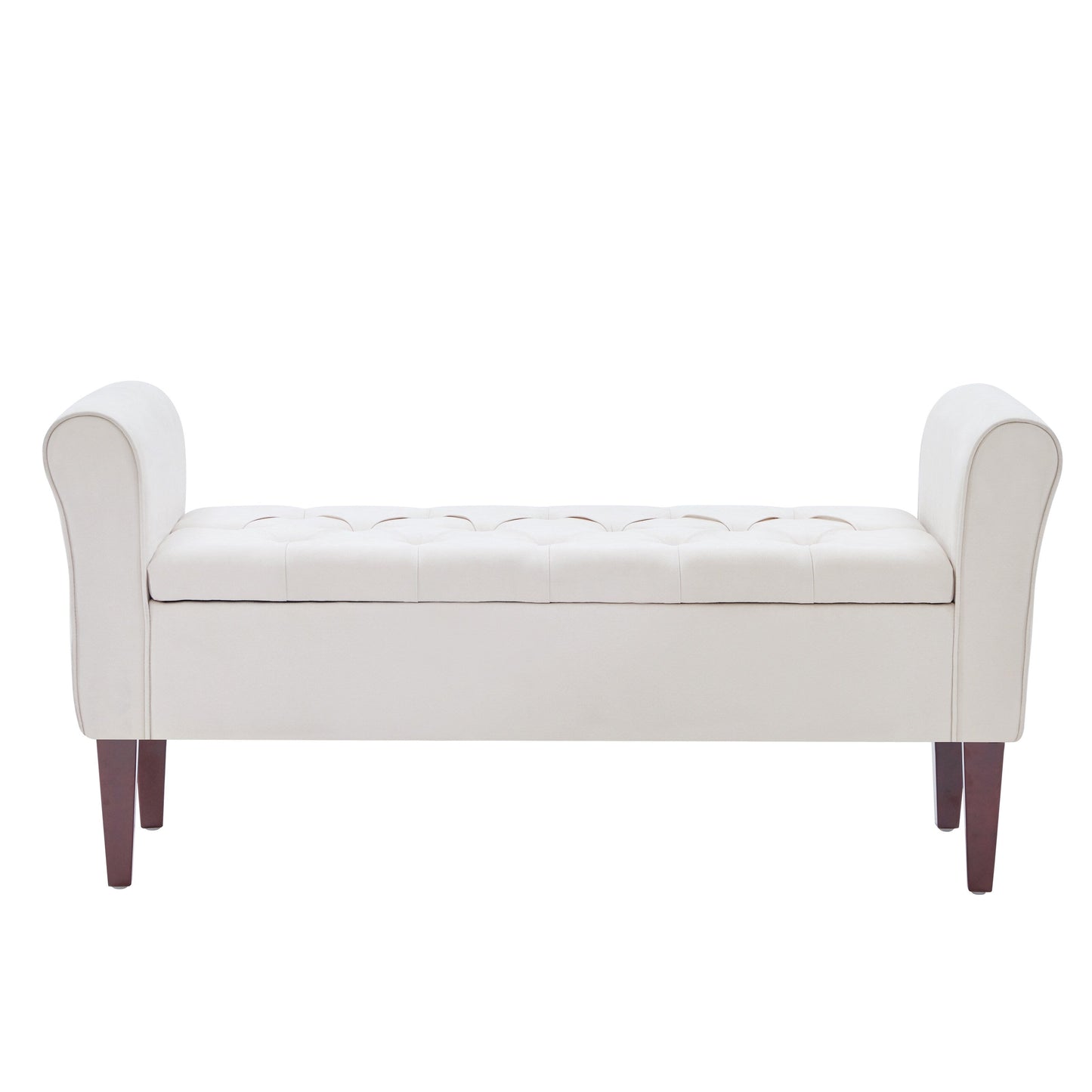 Banc de rangement rembourré avec accoudoirs, banc d'entrée avec couvercle capitonné rabattable, 128 cm (50,4 pouces).