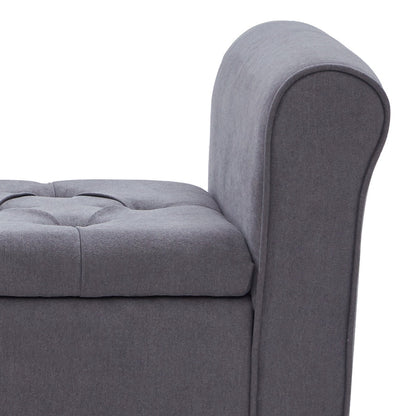 Banc de rangement rembourré avec accoudoirs, banc d'entrée avec couvercle capitonné rabattable, 128 cm (50,4 pouces).