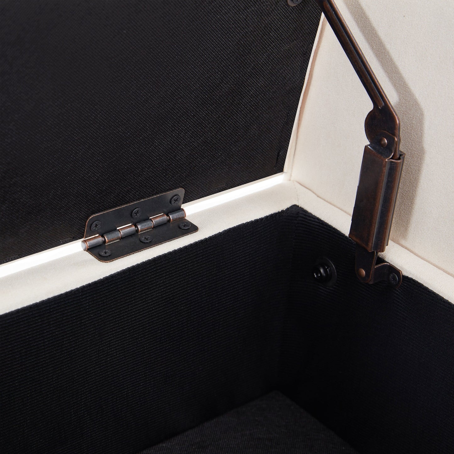 Banc de rangement rembourré avec accoudoirs, banc d'entrée avec couvercle capitonné rabattable, 128 cm (50,4 pouces).