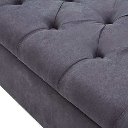 Banc de rangement rembourré avec accoudoirs, banc d'entrée avec couvercle capitonné rabattable, 128 cm (50,4 pouces).