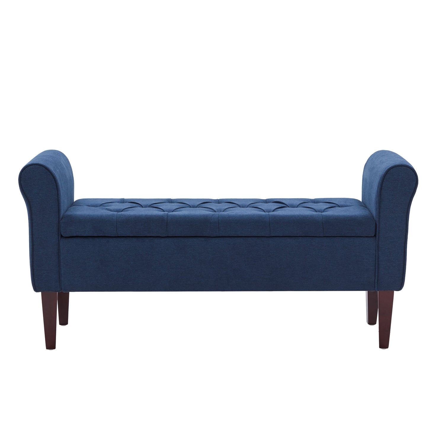 Banc de rangement rembourré avec accoudoirs, banc d'entrée avec couvercle capitonné rabattable, 128 cm (50,4 pouces).