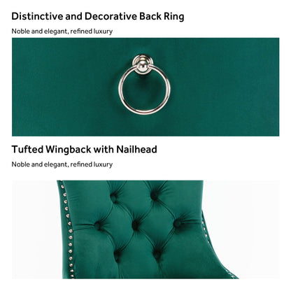 Ensemble de 6 chaises de salle à manger capitonnées en velours avec pieds en bois massif