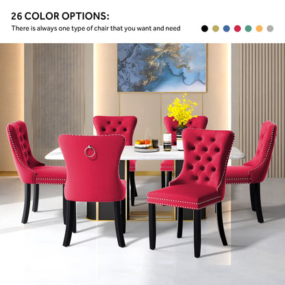 Ensemble de 6 chaises de salle à manger capitonnées en velours avec pieds en bois massif