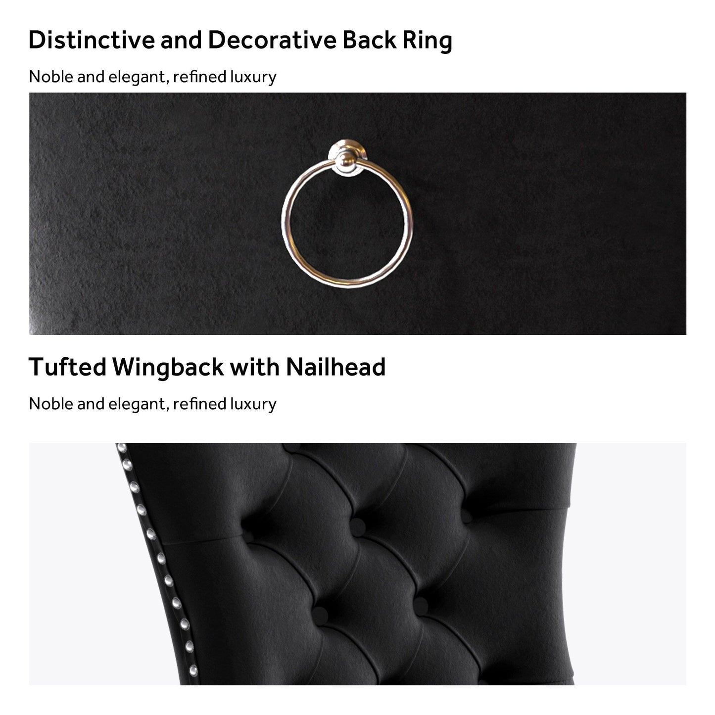 Ensemble de 6 chaises de salle à manger capitonnées en velours avec pieds en bois massif