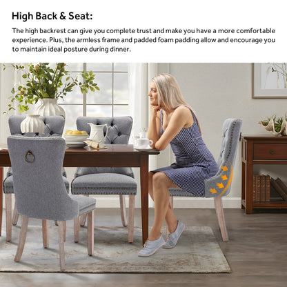 Ensemble de 6 chaises de salle à manger capitonnées en velours avec pieds en bois massif