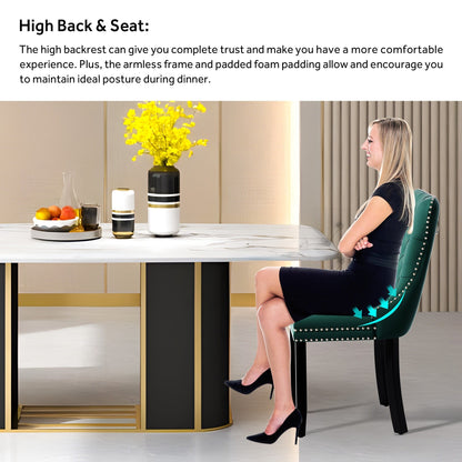 Ensemble de 6 chaises de salle à manger capitonnées en velours avec pieds en bois massif