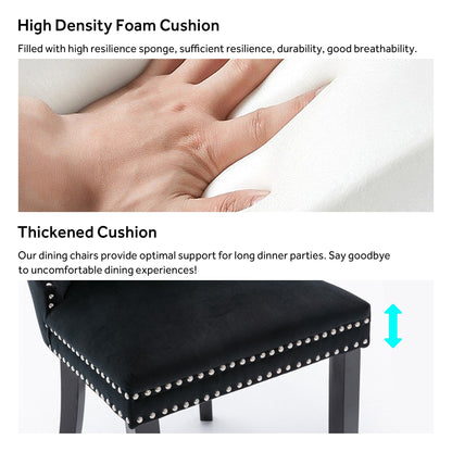 Ensemble de 6 chaises de salle à manger capitonnées en velours avec pieds en bois massif