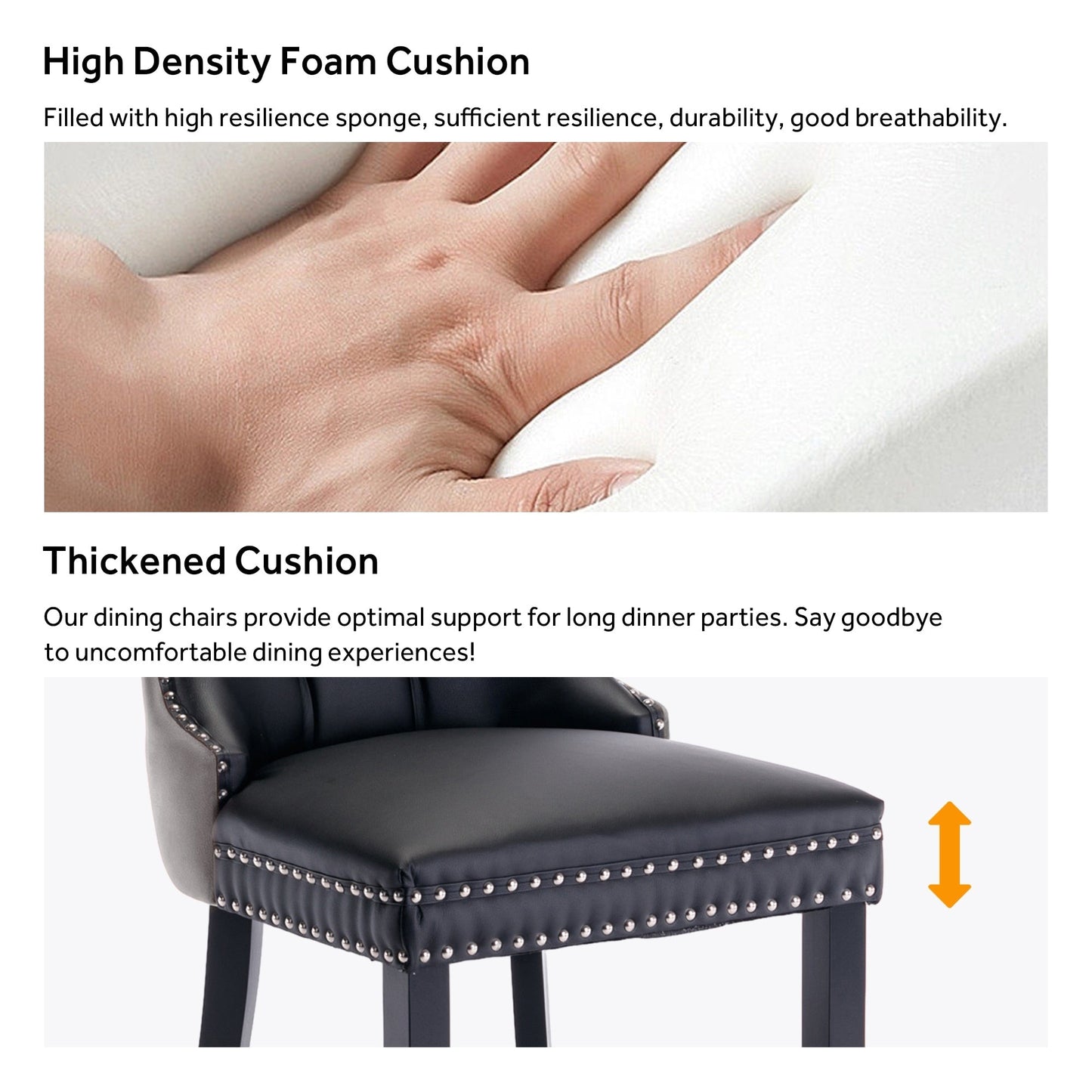 Ensemble de 6 chaises de salle à manger capitonnées en velours avec pieds en bois massif