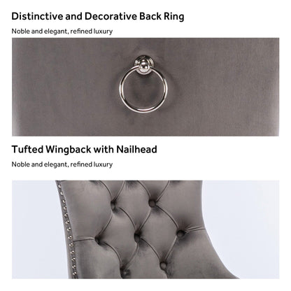 Ensemble de 6 chaises de salle à manger capitonnées en velours avec pieds en bois massif