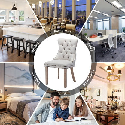 Ensemble de 6 chaises de salle à manger capitonnées en velours avec pieds en bois massif